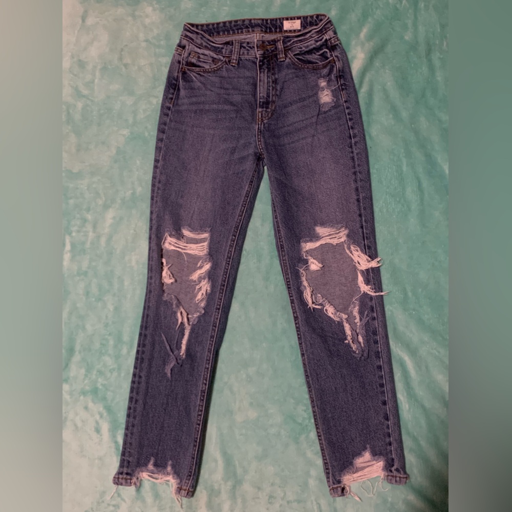 Distressed Blue Jeans